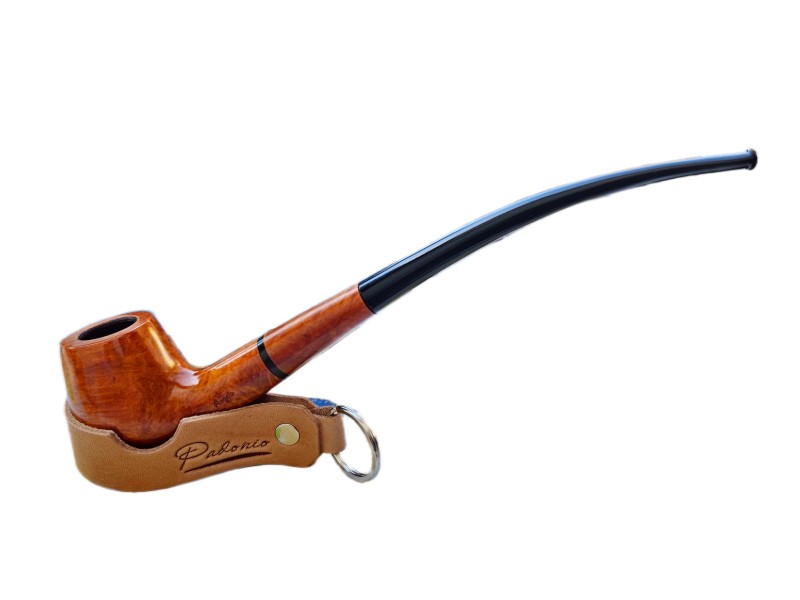 Angelo Midi világosbarna hajlított Churchwarden pipa – 9 mm filteres
